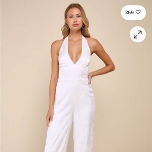 Lulus Ivory Halter Jumpsuit